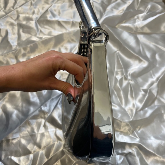 Silver Real Leather Handbag - Picture 3 of 3